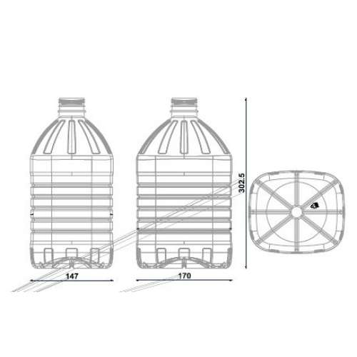 <h4>Bottle Rectangular 5000ml<br><small>Neck size: 45mm / Screw type: 1881</small></h4> preview image 0